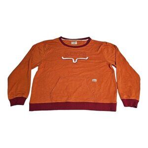 Kimes Ranch Crewneck Pullover Sweatshirt Womens XXL Orange Western Pocket Cotton